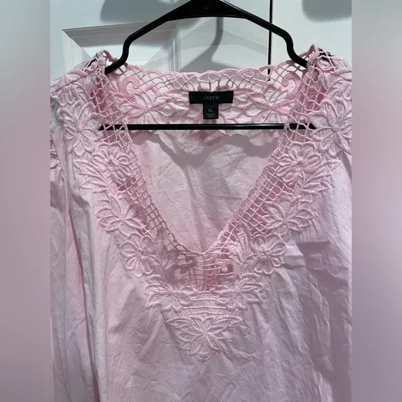 JCrew Pink Long Sleeve with Crochet Detail - Picture 7 of 8